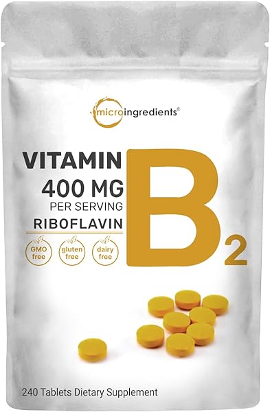 Micro Ingredients Riboflavin Vitamin B2, 400mg Per Serving, 240 Mini Tablets | Essential Vitamin B Supplement | B Vitamins for Energy Production | Easy to Swallow, Non-GMO in Pakistan