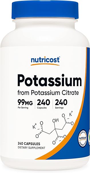 Nutricost Potassium Citrate 99mg, 240 Capsules - Gluten Free, Non-GMO in Pakistan