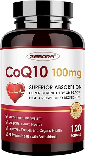 CoQ10-100mg-Softgels with PQQ, BioPerine & Omega-3, High Absorption Coenzyme Q10 Supplement, Powerful-Antioxidant, Support Heart & Energy-Production 120 Servings, Non-GMO in Pakistan