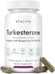 Potent Turkesterone Supplement, 2X Pure (Made in USA - 3rd Party Tested) Most Bioavailable and Natural Test Support Supplement, Supports Energy, Lean Muscle Growth, Recovery and Stamina, Vegan (60ct) in Pakistan