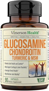 Glucosamine Chondroitin MSM Turmeric Boswellia - Joint Support Supplement. Antioxidant Properties. Helps with Inflammatory Response. Occasional Discomfort Relief for Back, Knees & Hands. 90 Capsules in Pakistan