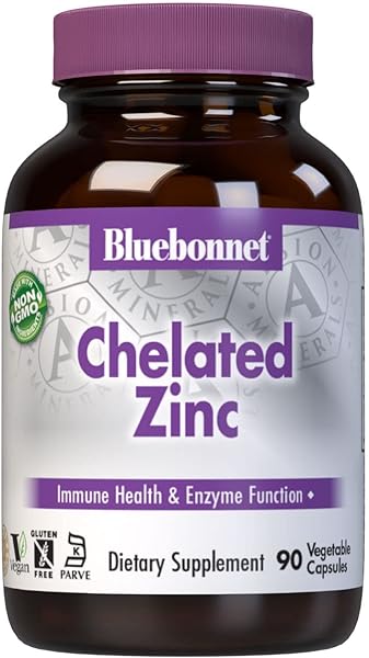 Bluebonnet Nutrition Albion Chelated Zinc, For Immune Health & Enzyme Function*, Soy-Free, Gluten-Free, Non-GMO, Kosher Certified, Dairy-Free, Vegan, 90 Vegetable Capsules, 90 Servings in Pakistan in Pakistan