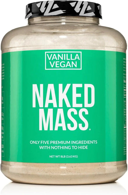 Naked Vegan Mass – Natural Vegan Weight Gainer Protein Powder – 8lb Bulk, GMO Free, Gluten Free, Soy Free & Dairy Free. No Artificial Ingredients – 1,230 Calories – 11 Servings