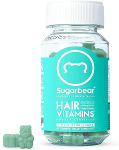 Sugarbear Hair Vitamins Extra Strength Biotin 6000mcg, Vitamin C, E, Coconut Oil, Zinc, Folic Acid, Inositol - Vegan Gummies for Luscious Hair and Nails - Supplement for Women & Men (1 Month Supply) in Pakistan