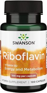 Swanson Vitamin B2 Supplement (Riboflavin) - Vitamin Supplement to Support Vision Health, Aid Thyroid Function, and Promote Energy Metabolism Support - (100 Capsules, 100mg Each) in Pakistan