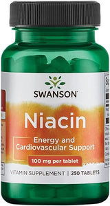 Swanson Niacin (Vitamin B3) - Vitamin Supplement Supporting Heart Health and Carbohydrate Metabolism - Promotes Natural Energy Production - (250 Tablets, 100mg NE Each) in Pakistan