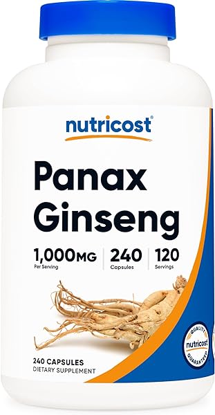 Nutricost Panax Ginseng 1000mg, 240 Capsules - Non GMO, Gluten Free, 120 Servings in Pakistan in Pakistan