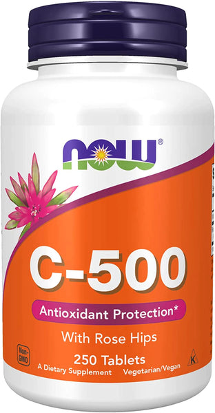 NOW Supplements, Vitamin C-500 with Rose Hips, Antioxidant Protection*, 250 Tablets in Pakistan