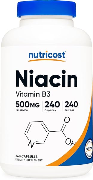 Nutricost Niacin (Vitamin B3) 500mg, 240 Capsules - with Flushing, Non-GMO, Gluten Free in Pakistan in Pakistan