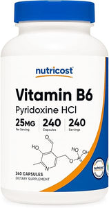 Nutricost Vitamin B6 (Pyridoxine HCl) 25mg, 240 Capsules - Non-GMO, Gluten Free and Vegetarian Friendly in Pakistan