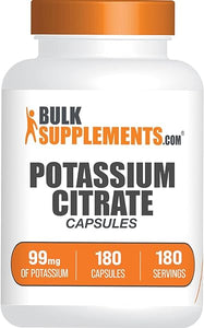 BulkSupplements.com Potassium Citrate Capsules - Potassium Supplement, Potassium Citrate 99mg - Potassium Citrate Supplement, Potassium Pills - 1 Capsule per Serving, 180-Day Supply, 180 Capsules in Pakistan