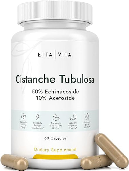 Potent Cistanche Tubulosa Capsules (500 mg) Stress Response, Mood & Cortisol Support (2X Potent 50% Echinacoside/10% Acetoside) Hormonal Balance for Men & Women - Cistanche Supplement, Powder Extract in Pakistan
