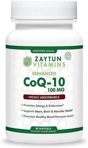 Zaytun CoQ10 Highly Absorbable, Heart Health Support, Gluten Free, Essential for Energy Production, One Per Day, 60 Mini Softgels, Made in USA - Halal Vitamins in Pakistan
