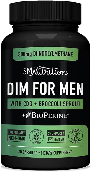 DIM 300mg For Men | Estrogen Blocker & Aromatase Inhibitor | Men's Hormone Balance & Fitness Booster Supplement | Diindolylmethane Plus CDG & Sulforaphane for Mens Health | Gluten-Free | 60 Capsules in Pakistan in Pakistan