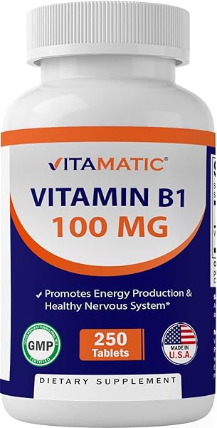 Vitamatic Vitamin B1 (As Thiamine Mononitrate) 100 mg - 250 Vegetarian Tablets in Pakistan in Pakistan