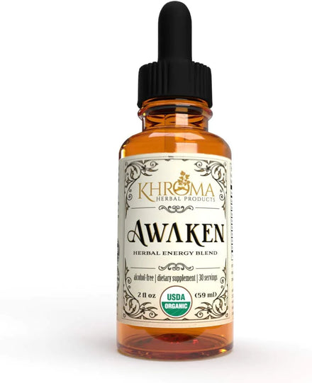 Awaken - Organic Energy Supplement - 2 oz Liquid in a Glass Bottle - by Khroma Herbs