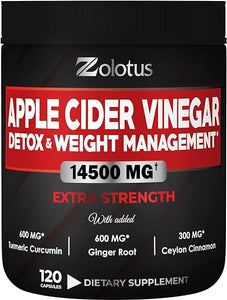 16 In 1 Apple Cider Vinegar Capsules, Equivalent to 14500mg, with Turmeric, Cinnamon, Milk Thistle, Garcinia Cambogia, Quercetin, Best Supplement for Keto, Detox & Weight Management (120 Capsules) in Pakistan