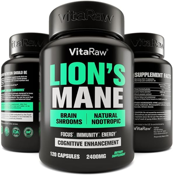 Organic Lions Mane Supplement Capsules 2400 mg - Powerful Nootropic - Helps Maintain Memory, Energy, and Mental Clarity - Vegan Brain Booster Focus Pills - Real Lion's Mane Supplement - Melena de Leon in Pakistan in Pakistan