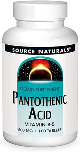 Source Naturals Pantothenic Acid 500 mg Vitamin B-5 Dietary Supplement - 100 Tablets in Pakistan