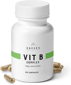CHEERS - Vitamin B Complex Food Supplement, 60 Capsules | 415 mg of Vitamin B1, Vitamin B2, Vitamin B3 & Vitamin B6 | Vitamin Supplements for Adults, Vitamin B Vegan Supplements for Men and Women in Pakistan