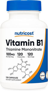 Nutricost Vitamin B1 (Thiamine) 100mg, 120 Capsules - Gluten Free and Non-GMO in Pakistan
