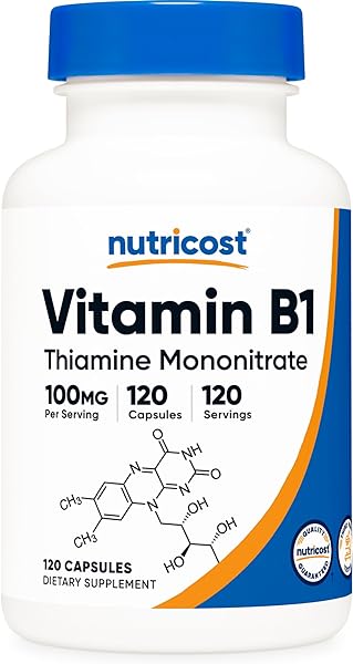 Nutricost Vitamin B1 (Thiamine) 100mg, 120 Capsules - Gluten Free and Non-GMO in Pakistan