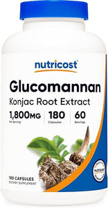 Nutricost Glucomannan 1,800mg Per Serving, 180 Capsules - Natural Fiber Source, Non-GMO, Gluten Free in Pakistan