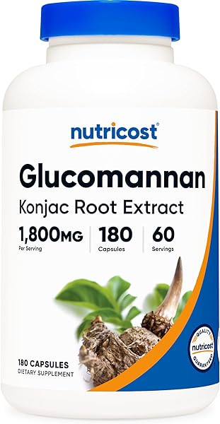 Nutricost Glucomannan 1,800mg Per Serving, 180 Capsules - Natural Fiber Source, Non-GMO, Gluten Free in Pakistan in Pakistan