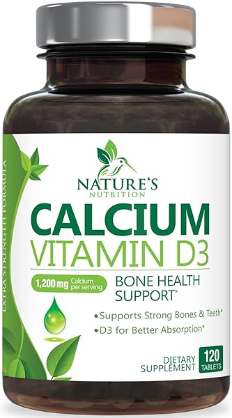 Calcium 1200 mg Plus Vitamin D3, Bone Health & Immune Support - Nature's Calcium Supplement with Extra Strength Vitamin D for Extra Strength Carbonate Absorption Dietary Supplement - 120 Tablets in Pakistan