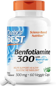 Doctor's Best Benfotiamine 300 with BenfoPure, Helps Maintain Healthy Glucose Metabolism, Non-GMO, Vegan, Gluten Free, Soy Free, 300 mg, 60 Veggie Caps in Pakistan