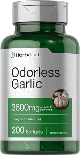 Odorless Garlic Softgels | 200 Count | Ultra Potent Garlic Extract | Non-GMO & Gluten Free Pills | by Horbaach in Pakistan in Pakistan