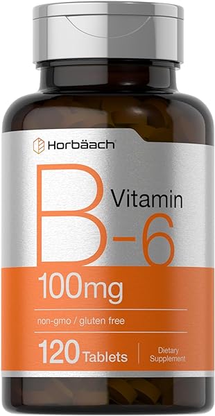 Vitamin B-6 100mg | 120 Vegetarian Tablets | Pyridoxine HCl | Vegetarian, Non-GMO & Gluten Free Supplement | by Horbaach in Pakistan in Pakistan