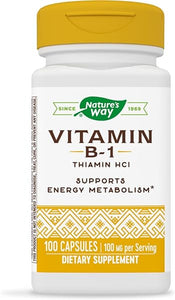 Nature's Way Vitamin B-1 - 100 mg Thiamin per Serving - Thiamine HCl - Supports Energy Metabolism* - Gluten Free - No Artificial Colors - 100 Capsules in Pakistan