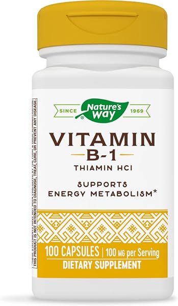 Nature's Way Vitamin B-1 - 100 mg Thiamin per Serving - Thiamine HCl - Supports Energy Metabolism* - Gluten Free - No Artificial Colors - 100 Capsules in Pakistan in Pakistan