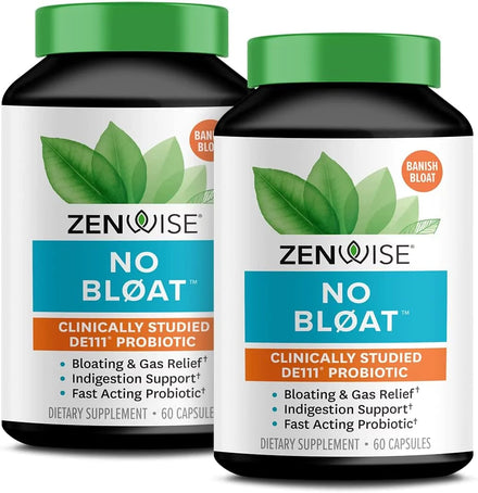 Zenwise No Bloat - Probiotics, Digestive Enzymes for Bloating and Gas Relief - Ginger, Dandelion, and Cinnamon to Improve Digestion - Vegan Water Retention Pills + Diuretic for Women & Men - 60 Count