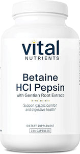 Vital Nutrients Betaine HCL Pepsin and Gentian Root Extract | Digestive Enzymes for Digestion Aid and Protein Digestion* | Gluten, Dairy and Soy Free | 225 Capsules in Pakistan