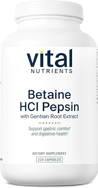 Vital Nutrients Betaine HCL Pepsin and Gentian Root Extract | Digestive Enzymes for Digestion Aid and Protein Digestion* | Gluten, Dairy and Soy Free | 225 Capsules in Pakistan in Pakistan