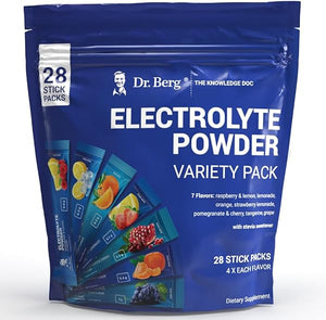 Dr. Berg's Electrolytes Powder Packets - Travel Size Hydration Electrolyte Drink Mix - Boost Energy & Keto-Friendly - No Sugar & No Maltodextrin - 7 Flavors 28 Stick Pack in Pakistan