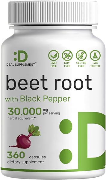 Beet Root Capsules 30000mg Per Serving, 360 Count, with Black Pepper Extract – Enhanced Absorption, Pure Beet Root Powder Source – Nitric Oxide Supplements in Pakistan