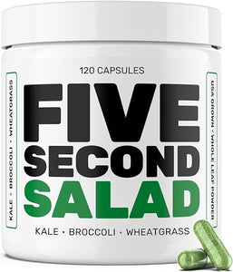 5 Second Salad, Organic, USA Grown, Kale, Broccoli, Wheatgrass, 30 Servings, Whole Leaf Powder, GMP Certified, 120 Capsules in Pakistan