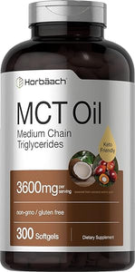 Keto MCT Oil Capsules 3600mg | 300 Softgels | Coconut Oil Pills | Non-GMO and Gluten Free Formula | High Potency and Value Size Supplement | by Horbaach in Pakistan