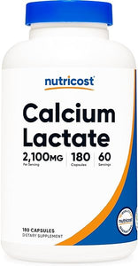 Nutricost Calcium Lactate 2,100mg; 180 Capsules - Vegan, Non-GMO and Gluten Free, 60 Servings in Pakistan