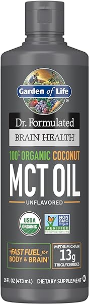 Garden of Life Dr. Formulated Brain Health 100% Organic Coconut MCT Oil 16 fl oz Unflavored, 13g MCTs, Keto & Paleo Diet Friendly Body & Brain Fuel, Certified Non-GMO Vegan & Gluten Free, Hexane-Free in Pakistan