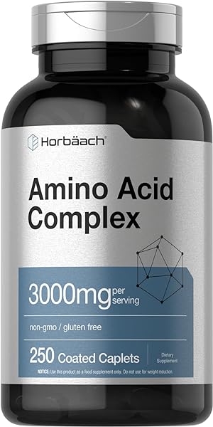 Amino Acid Complex 3000mg | 250 Caplets | Non-GMO, Gluten Free Amino Acids Supplement | by Horbaach in Pakistan