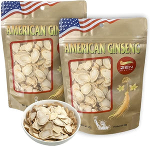 2 Bags of American Ginseng Slices (4oz/Bag) 西洋参, 花旗参. Vegan & Non-GMO & Sugar Free. Boosts Energy and Stamina. in Pakistan