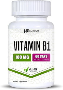 Vitamin B1 100mg | 60 Capsules | Thiamine Supplement | Supports Overall Health | Non-GMO | Gluten Free (60 Capsules) in Pakistan