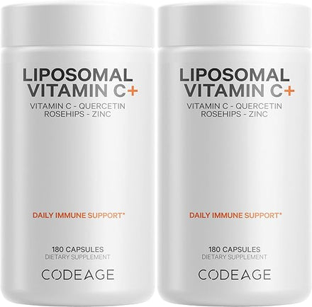 Codeage Liposomal Vitamin C 1500mg with Zinc, Elderberry, Citrus Bioflavonoids Grapefruit, Lemon, Orange Powder, Quercetin & Rose HIPS Fruit – Vegan Supplement - Non-GMO, Vegan Pills - 2 Pack in Pakistan