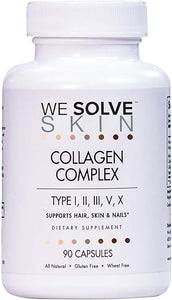 WESOLVESKIN Pure Hydrolyzed Collagen Peptides | Premium Multi Collagen Capsules or Pills for Men & Women | Contains Type I, II, III, V, X | Healthy Hair, Skin, Nails, Bones | Gluten-Free (90 Capsules) in Pakistan