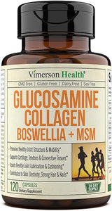 Collagen Glucosamine Chondroitin Joint Support Supplement with MSM, Boswellia Extract, Bromelain, Quercetin & L-Methionine - Joint Supplements for Healthy Muscles, Bones, Hair, Skin & Nails. 120 Caps in Pakistan