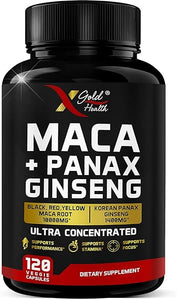 Maca Root Capsules 10,000mg + Korean Panax Ginseng 1,400mg - 20x Concentrated Extract Black + Red + Yellow Maca Root, 10x Concentrated Extract Panax Ginseng Capsules - Ultra Potent & Highly Purified in Pakistan
